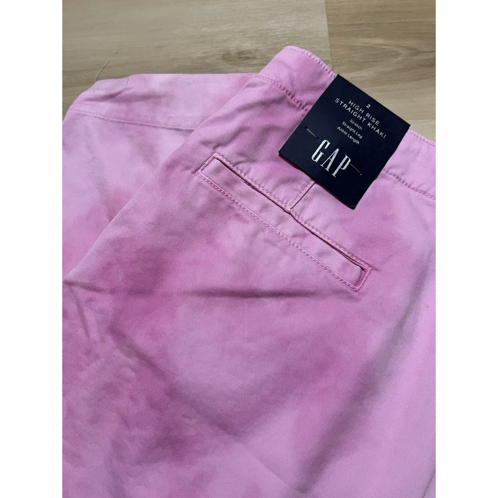 NWT Gap Straight Khaki Women's Pants Pink Tie Dye Cotton Size 2